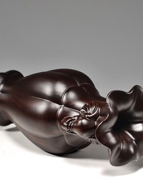 黑檀实木花瓶摆件实木质太平有象花瓶插花家居客厅装饰摆设送礼品