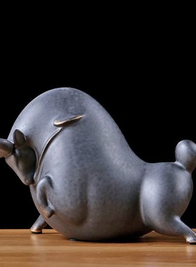 陶瓷牛摆件红色牛家居客厅办公A室招财装饰品牛气冲天店铺开业礼