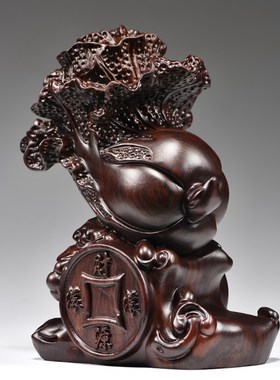 黑檀木雕大号玉白菜摆件电视酒柜玄关客厅家居P装饰品新店开业礼