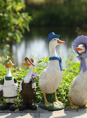 卡通鸭子装饰摆件别墅花园庭院布置户外花盆动物雕塑园林景观小品