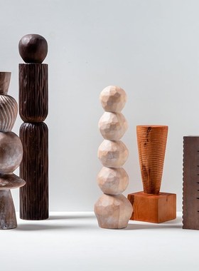 木雕工艺品样板间玄关软装售楼处酒店装饰雕塑艺术品桌面摆件