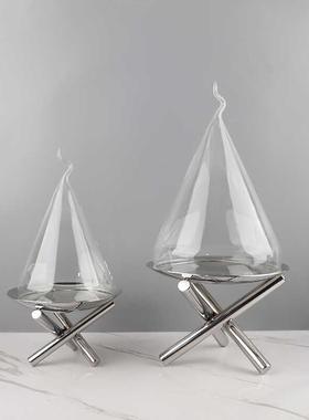 简约轻奢金属不锈钢水果盘摆件样板间家居餐桌点心蛋糕盘软装饰品