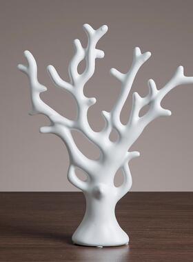 北欧简约客厅摆件电视柜酒柜玄关工艺品创意陶瓷发财树摆件办公室