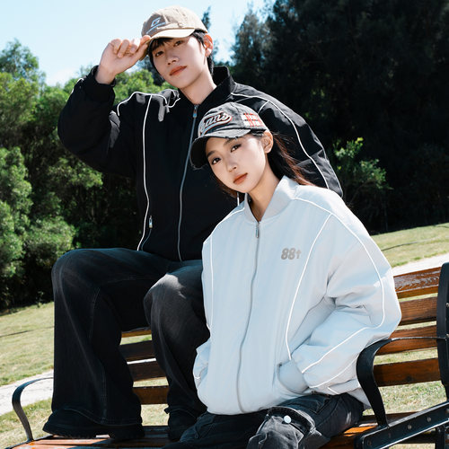八八上升88rising 美式反光工装休闲立领防风保暖羽绒服男女同款 - 图1