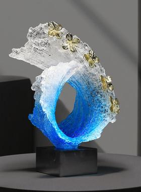 风生水起玄关装饰摆饰客厅轻奢高档电视柜酒柜办公室桌艺术工艺礼