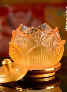 供水杯用品杯琉璃摆件莲花家用财神观音净水杯佛前圣水杯