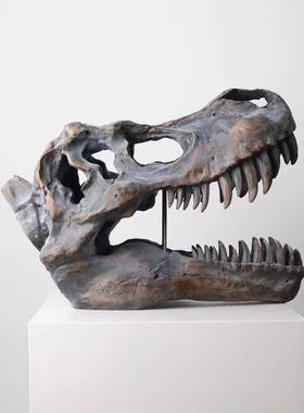 霸王龙头骨潮玩摆件仿真恐龙工艺品动物头骨化石标本艺术品礼品