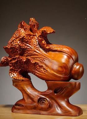 花梨业雕白菜摆件客木厅玄关装饰XCYZ0055品家居铺红木雕刻开乔迁