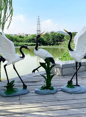 户水外玻璃仙鹤雕塑钢仿真动物小仙鹤雕塑花园庭院区池造品景白鹭