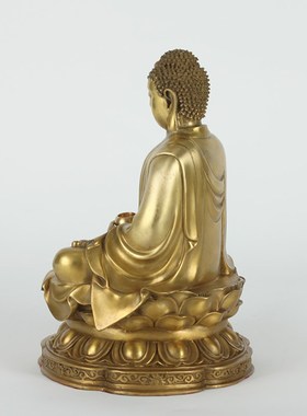 纯黄铜释迦牟尼佛摆件新中式创意铜佛家居玄关办公室桌面装饰礼品