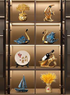新中式高档轻奢酒柜电视柜酒柜摆件家居餐边柜招财装饰品乔迁摆设