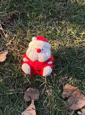 纯手工木雕圣诞老人木制玩偶工位汽车桌面摆件可爱创意圣诞节礼物