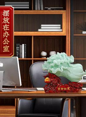 百财如意玉白菜摆件招财金蟾客厅玄关酒柜装饰品店铺乔迁开业礼品