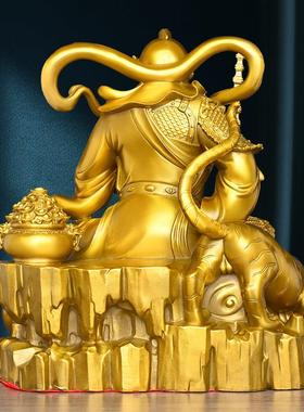 铜赵公明财神骑虎像黄铜武财神赵公明神像供奉招财客厅摆件特大号