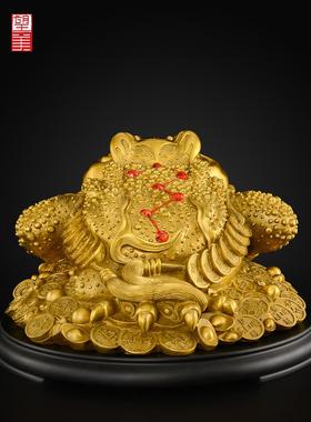 铜金蟾摆件黄铜三足蟾蜍招聚店铺客厅开业办公室财三脚金蝉大号
