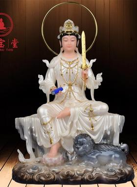 文殊普贤菩萨佛像华严三圣文殊菩萨普贤菩萨像汉白玉家用堂口供奉