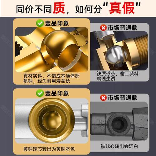 全铜燃气热水器角阀一进二出球阀三角阀家用三通分水阀专用大流量 - 图0