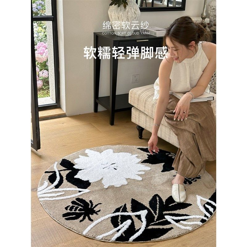 织梦 法式复古卉卧室床边毯加厚植绒地毯高级感氛围感,淘宝优惠券,粉丝福利购,淘宝优惠卷