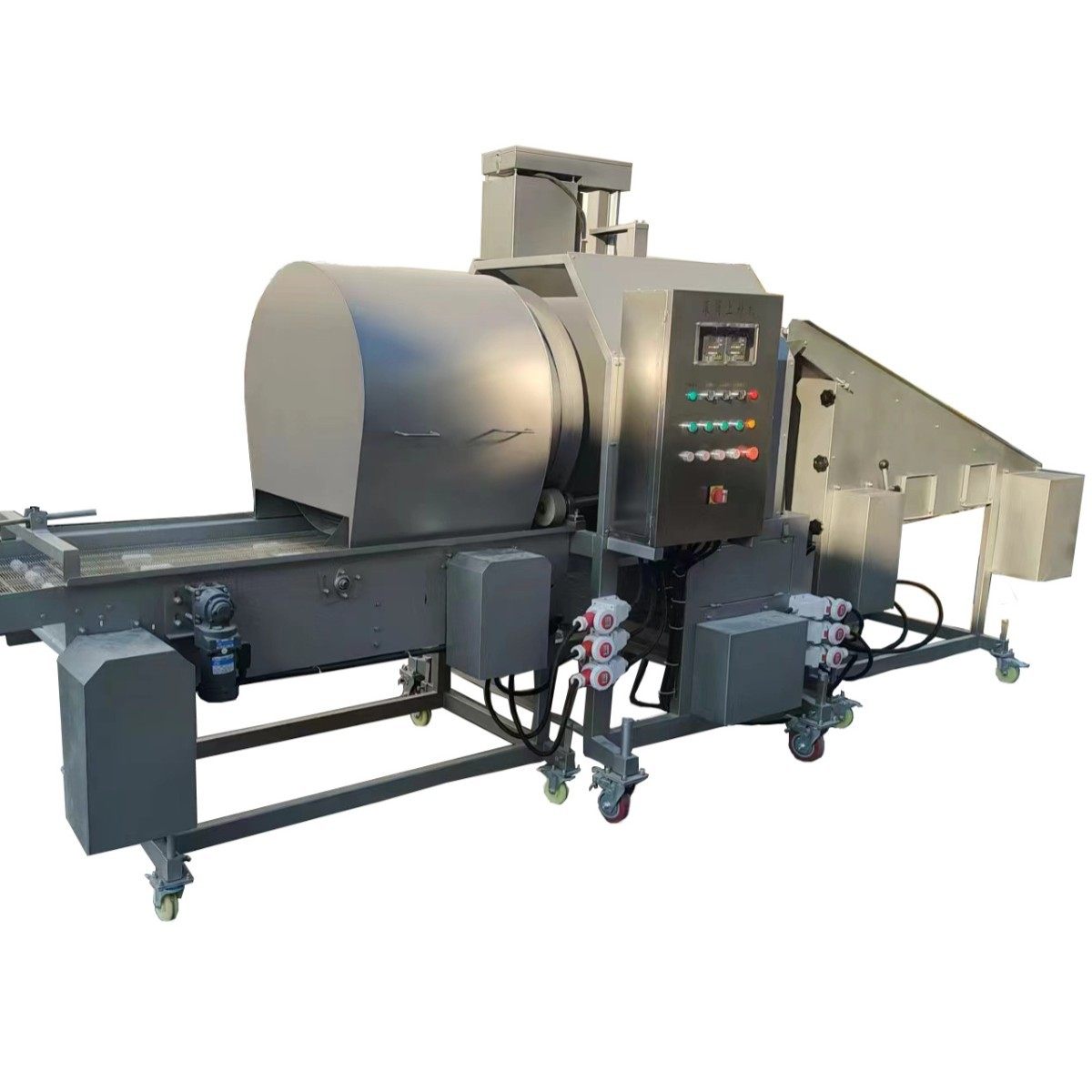 全自动滚筒式上粉机 鸡米花滚筒上粉设备 全自动鸡柳裹粉机,淘宝优惠券,粉丝福利购,淘宝优惠卷