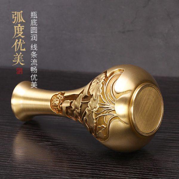 黄铜莲花瓶新中式家居室内客厅玄关柜子高档创意插花花器家居饰品,淘宝优惠券,粉丝福利购,淘宝优惠卷
