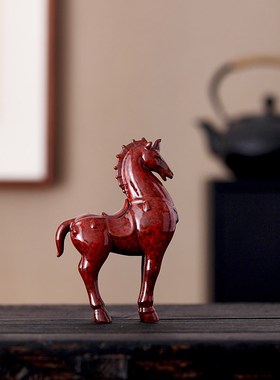 陶瓷唐马摆件招财客厅书房酒柜办公室桌面装饰品动物马工艺品摆设