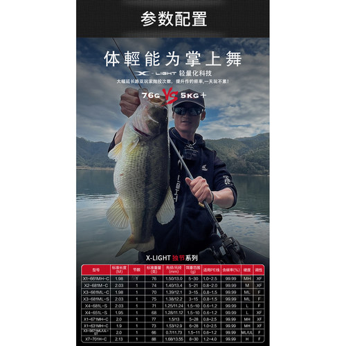 飞蚂蚁X-LIGHT路亚竿独节鳜鱼竿鲈鱼竿全套SIC直柄枪柄钓竿虫竿 - 图1