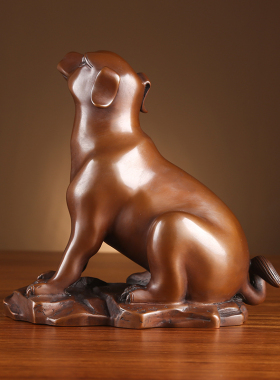 铜欣祥 紫铜生肖狗摆件纯铜工艺品铜狗招财旺财家居装饰摆设