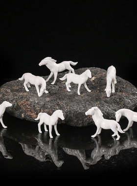 新中式创意陶瓷迷你小摆件  动物马 家居禅意装饰品 园艺花宠摆设