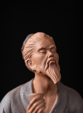 中式禅意紫砂历史人物茶圣摆件创意茶室茶桌茶玩博古架装饰品摆设