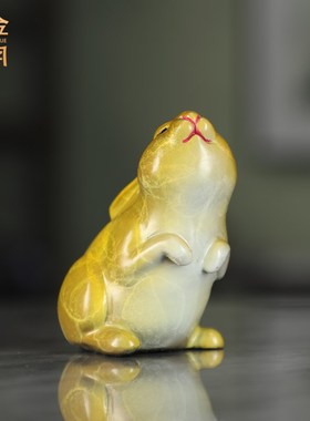 小月宫兔铜金岁月黄铜摆件工艺品办公室桌面装饰品新中式铜器