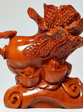 实木雕白菜摆件大号元宝客厅玄关电视酒柜店铺工艺装饰品开业礼品