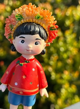 【阿花】泉州簪花手办【手绘上色】工艺品桌面摆件