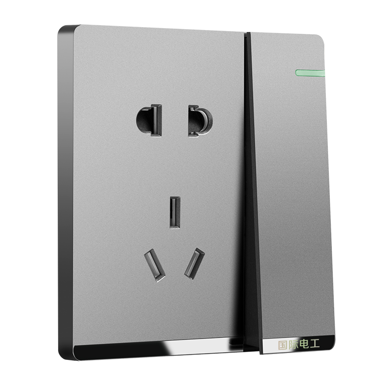 国际电工开关插座面板86型墙壁电源五孔插座双控开关家用暗装灰色 - 图2