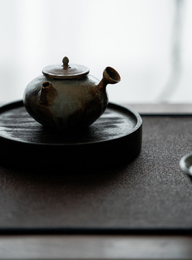 侘寂风托盘黑檀木整木干泡台小茶台家用茶盘民宿装饰置物架