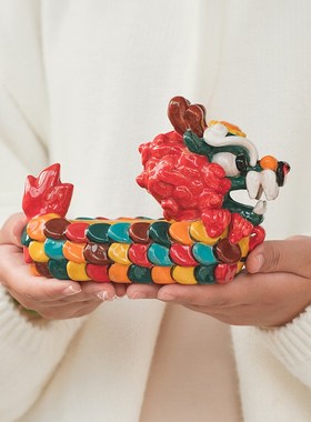 招财龙舟摆件景德镇陶瓷香薰炉创意客厅办公室家居装饰乔迁礼物