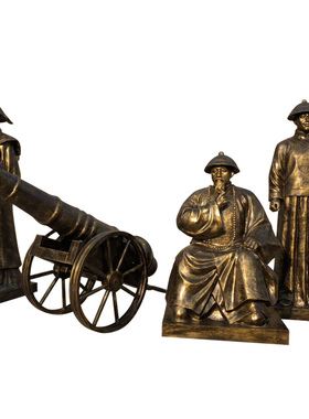 定制林则徐雕塑玻璃钢虎门销烟禁毒场景浮雕人物曾国藩雕像铜摆件