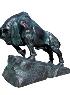 定制玻璃纤维开荒牛雕塑拓荒牛雕塑华尔街牛铸铜牛雕塑户外金牛摆