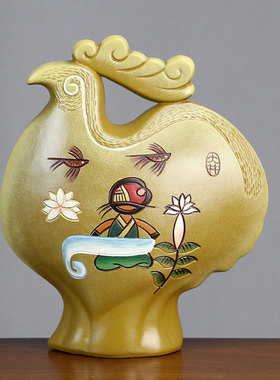 新中式吉祥鸟富贵陶摆件家居装饰品客厅玄关装饰柜办公室书房装饰