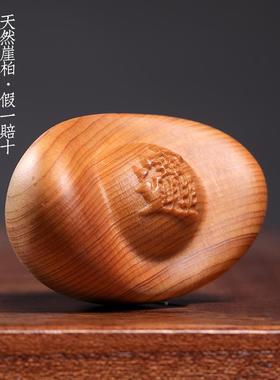 天然崖柏招宝手把件桌面财运亨元招通财进宝财源滚YB滚文玩摆财件