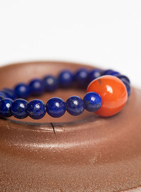 走进东非鹏飞珠宝青金石戒指素圈戒指小米珠蓝色情侣百搭送礼物