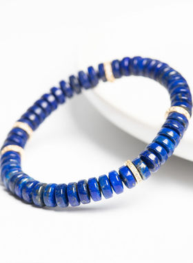 走进东非鹏飞珠宝天然青金石手串直切药片蓝色时尚情侣气质女士款