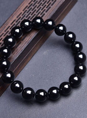 走进东非鹏飞珠宝黑碧玺手串宝石简约女款学生时尚单圈民族风饰品