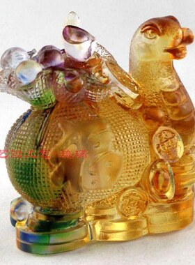 艺源 琉璃工艺品摆件高档家居饰品送朋友同事礼品送财钱袋生肖蛇