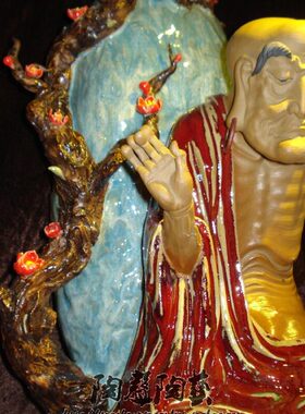 收藏天地人和沉思罗汉半原作陶瓷石湾公仔新居入伙玄关摆件实拍