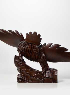 黑檀木雕大鹏展翅老鹰摆件实木办公室大展鸿图工艺品开业礼品摆设