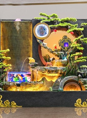 大型水幕墙背景墙假山流水喷泉客厅室内屏风庭院循环瀑布景观摆件