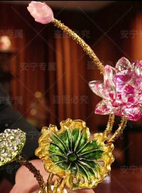 晶水球荷花视摆IVQ柜件家居茶几办公桌影柜酒装饰品