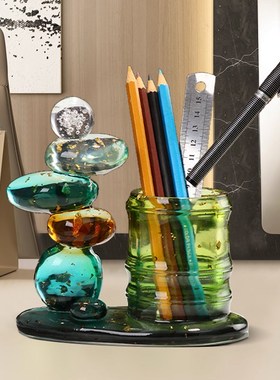 时来运转笔筒摆件客厅玄关酒柜装饰品办公室桌乔迁新居送朋友礼品