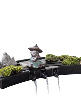 石槽小鱼缸池微景观假山喷水瀑布流水摆件循环器招财造景装饰配件