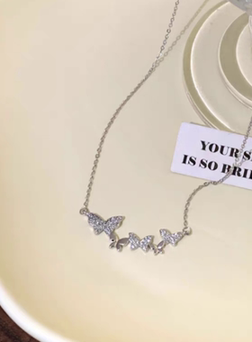 甜酷小众蝴蝶吊坠锁骨链女新款